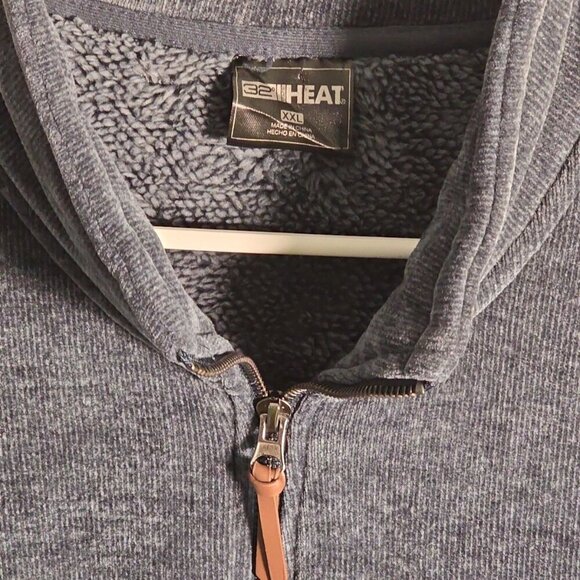 32 Degrees Heat Quarter Zip Pullover XXL Blue Sherpa Lined Fleece Sweater 201 - Picture 3 of 6